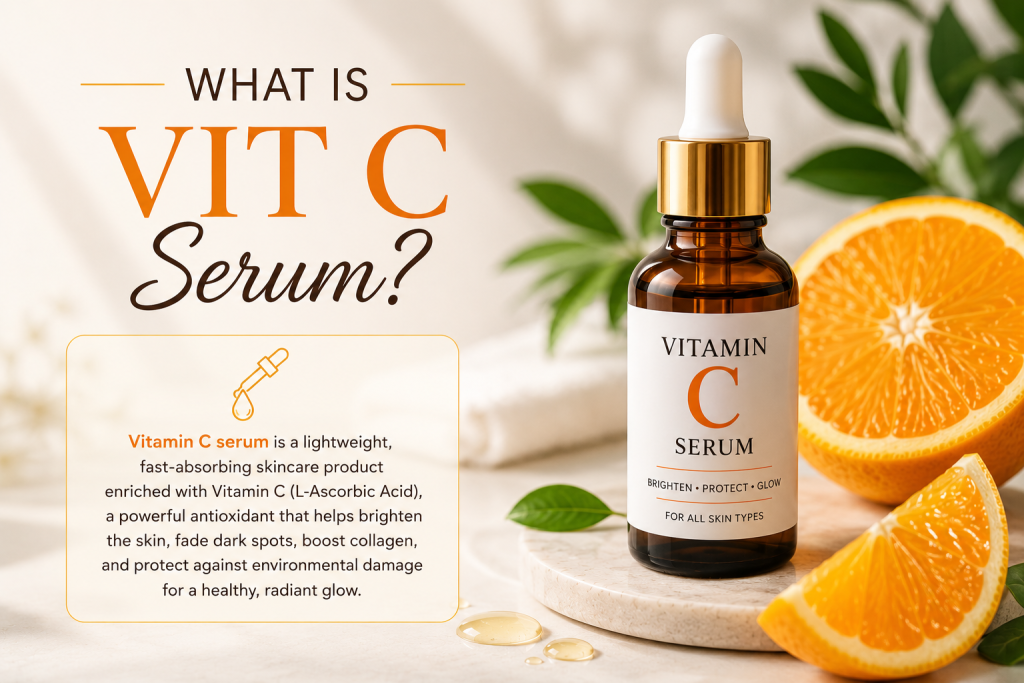 Best Vitamin C Serum for Glowing Skin: Complete Buying & Usage Guide (2026) An informational graphic asking "What is Vit C Serum?"